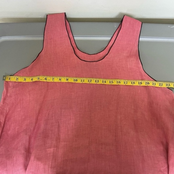 Cynthia Ashby Deep Salmon Sleeveless Flowy Lightweight Linen Midi Dress Large - Picture 7 of 9